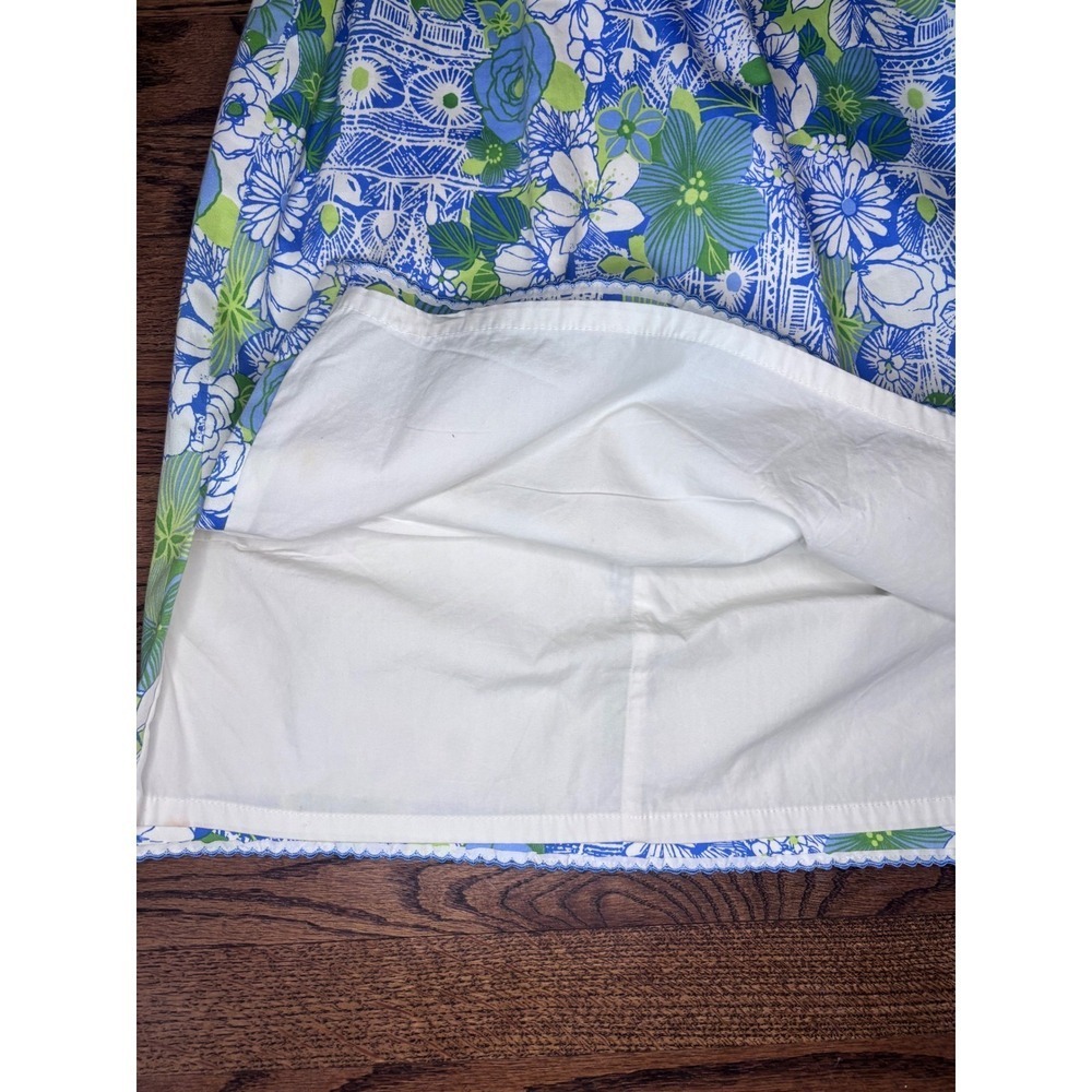 Talbots Floral Midi Dress Blue Green Size 8 Spring Wedding Guest - Picture 4 of 9